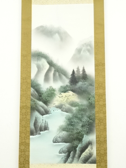 道具 ] - 道具 青峰筆 彩色山水 肉筆紙本掛軸（共箱） | ネット